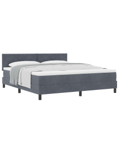 Letto a molle con materasso Grigio scuro 180 x 200 cm Velluto 2