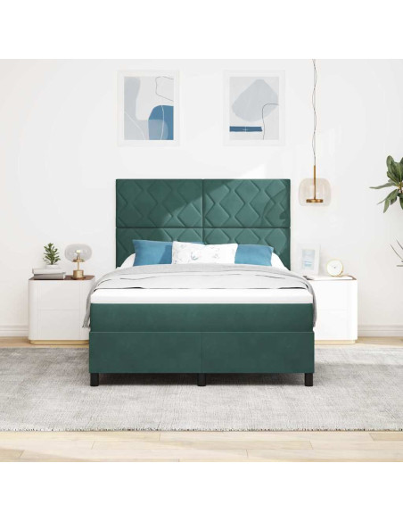 Letto a molle con materasso Verde Scuro 140 x 200 cm Tessuto