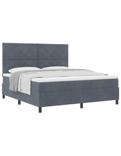 Letto a molle con materasso Grigio scuro 180 x 200 cm Tessuto 2