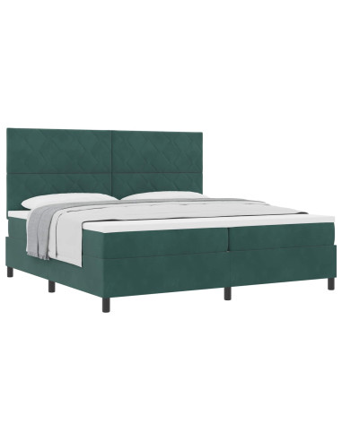 Letto a molle con materasso Verde Scuro 200 x 200 cm Tessuto