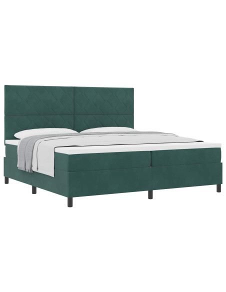 Letto a molle con materasso Verde Scuro 200 x 200 cm Tessuto