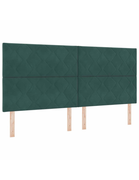Letto a molle con materasso Verde Scuro 200 x 200 cm Tessuto