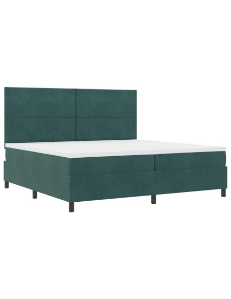 Letto a molle con materasso Verde Scuro 200 x 200 cm Tessuto