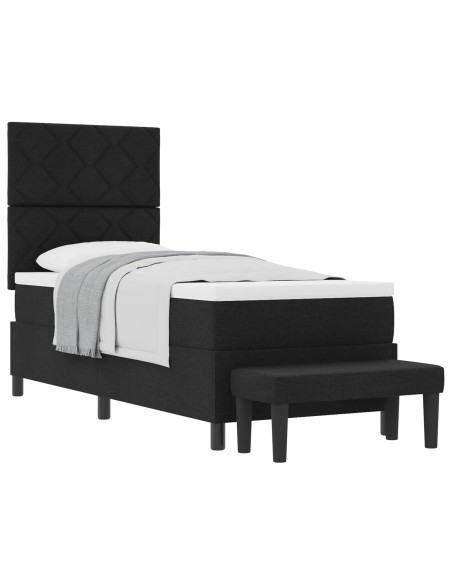 Letto a molle con materasso Nero 80 x 200 cm Tessuto