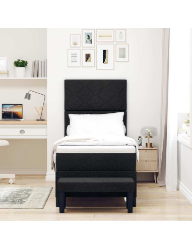 Letto a molle con materasso Nero 80 x 200 cm Tessuto
