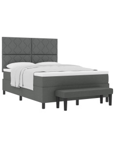 Letto a molle con materasso Grigio scuro 160 x 200 cm Tessuto 2