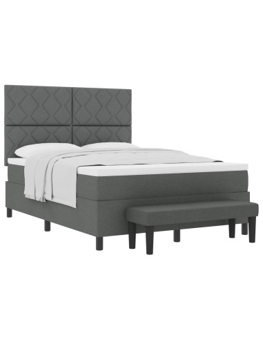 Letto a molle con materasso Grigio scuro 160 x 200 cm Tessuto