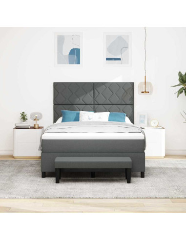 Letto a molle con materasso Grigio scuro 160 x 200 cm Tessuto