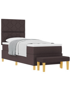 Letto a molle con materasso Marrone scuro 80 x 200 cm Tessuto 2