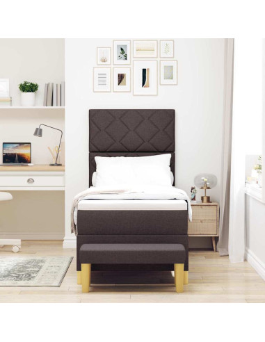 Letto a molle con materasso Marrone scuro 80 x 200 cm Tessuto