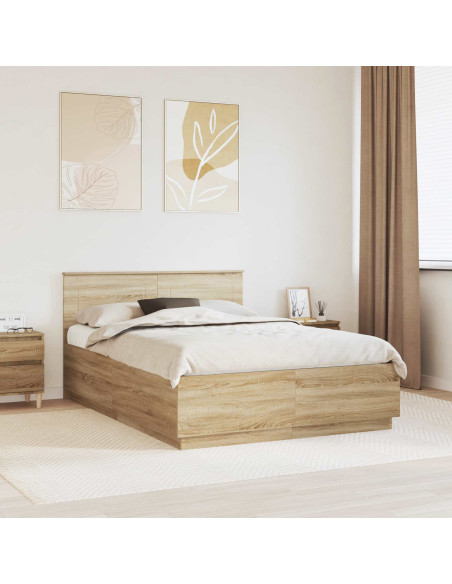 Struttura del letto con testiera Rovere Sonoma 150 x 200 cm