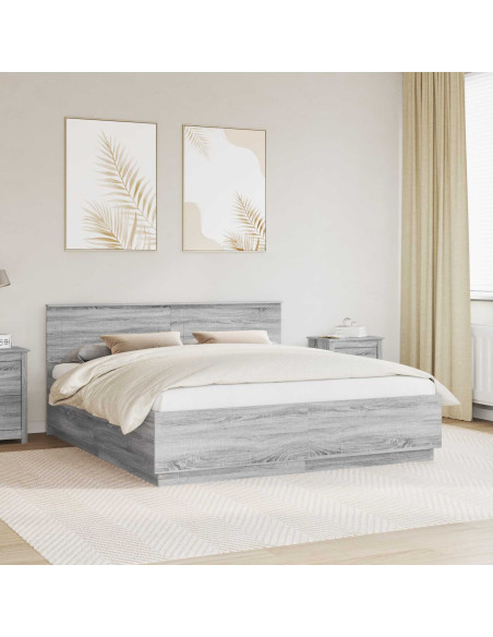Struttura del letto con testiera Grigio Sonoma 180 x 200 cm