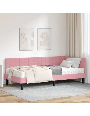Struttura Letto Angolare con Materasso 2 pcs Grigio Velluto