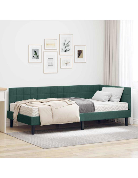 Struttura Letto Angolare con Materasso 2 pcs Verde Velluto