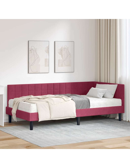 Struttura Letto Angolare con Materasso 2 pcs Verde Velluto