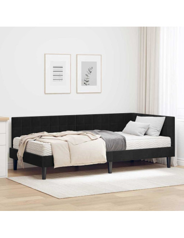Struttura Letto Angolare con Materasso 2 pcs Nero Velluto