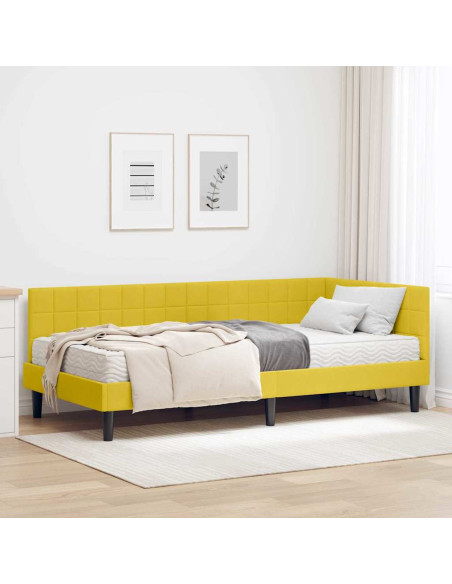 Struttura Letto Angolare con Materasso 2 pcs Giallo Velluto
