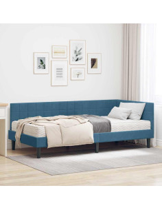 Struttura Letto Angolare con Materasso 2 pcs Blu Velluto