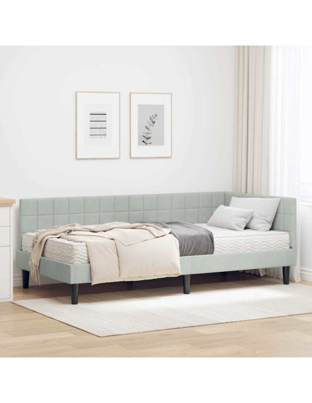 Struttura Letto Angolare con Materasso 2 pcs Grigio chiaro