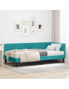 Struttura Letto Angolare con Materasso 2 pcs Turchese Velluto 2