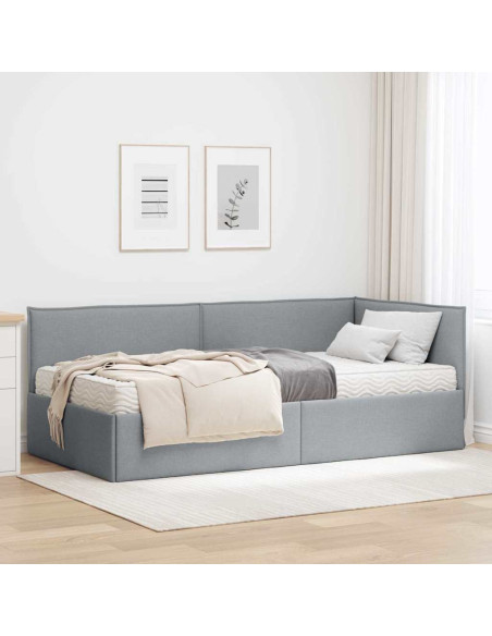 Struttura Letto Angolare con Materasso 2 pcs Grigio chiaro