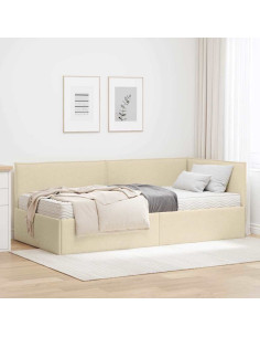 Struttura Letto Angolare con Materasso 2 pcs Crema Velluto 2
