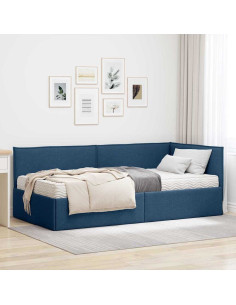 Struttura Letto Angolare con Materasso 2 pcs Blu Velluto 2