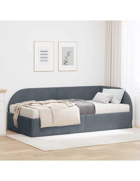 Struttura Letto Angolare con Materasso 2 pcs Grigio Velluto