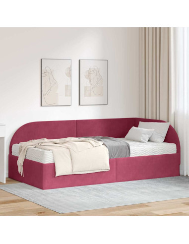Struttura Letto Angolare con Materasso 2 pcs Verde Velluto