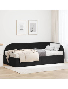 Struttura Letto Angolare con Materasso 2 pcs Nero Velluto
