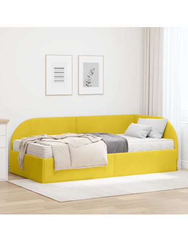 Struttura Letto Angolare con Materasso 2 pcs Giallo Velluto