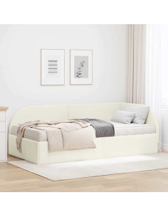 Struttura Letto Angolare con Materasso 2 pcs Crema Velluto