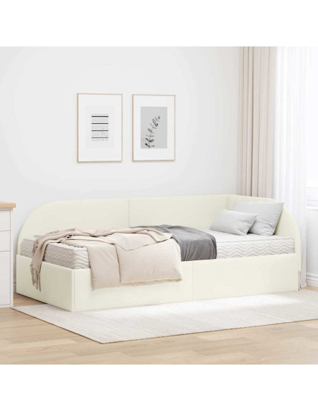 Struttura Letto Angolare con Materasso 2 pcs Crema Velluto