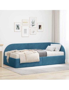 Struttura Letto Angolare con Materasso 2 pcs Blu Velluto