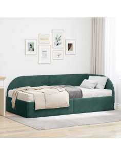 Struttura Letto Angolare con Materasso 2 pcs Verde Velluto