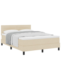 Letto a molle con materasso Crema 140 x 200 cm Tessuto 2