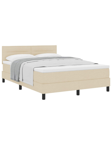 Letto a molle con materasso Crema 140 x 200 cm Tessuto