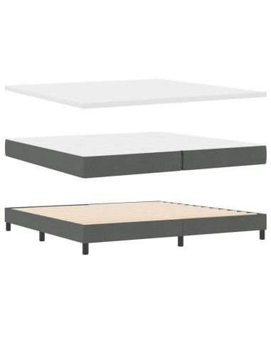 Letto a molle con materasso Grigio scuro 200 x 200 cm Tessuto
