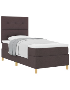 Letto a molle con materasso Marrone Scuro 80 x 200 cm Tessuto 2