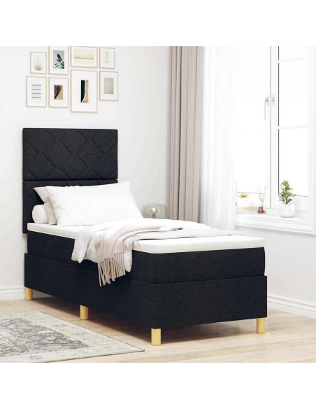 Letto a molle con materasso Nero 80 x 200 cm Tessuto