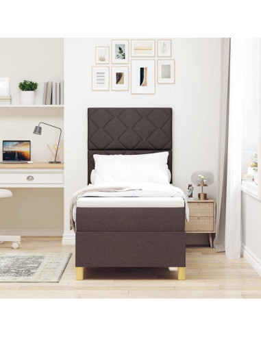 Letto a molle con materasso Marrone Scuro 80 x 200 cm Tessuto