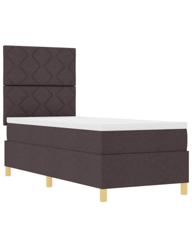 Letto a molle con materasso Marrone Scuro 80 x 200 cm Tessuto