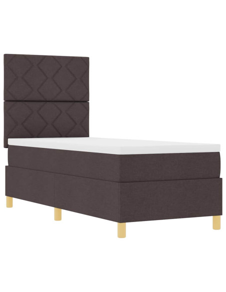 Letto a molle con materasso Marrone Scuro 80 x 200 cm Tessuto