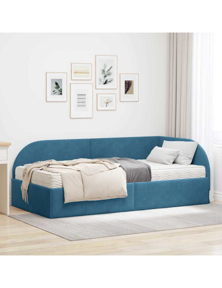 Struttura Letto Angolare con Materasso 2 pcs Blu Velluto