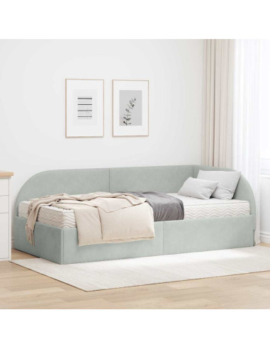 Struttura Letto Angolare con Materasso 2 pcs Grigio chiaro