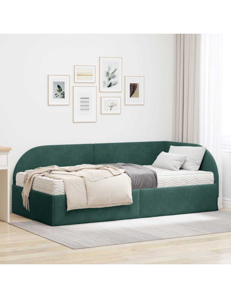 Struttura Letto Angolare con Materasso 2 pcs Verde Velluto