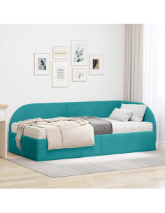 Struttura Letto Angolare con Materasso 2 pcs Turchese Velluto