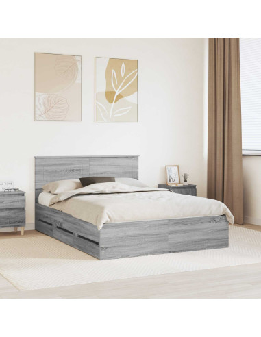 Struttura del letto con cassetto Grigio Sonoma 140 x 190 cm