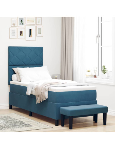 Letto a molle con materasso Blu scuro 80 x 200 cm Velluto