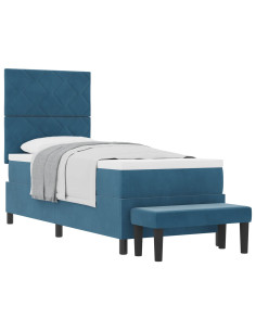 Letto a molle con materasso Blu scuro 80 x 200 cm Velluto 2